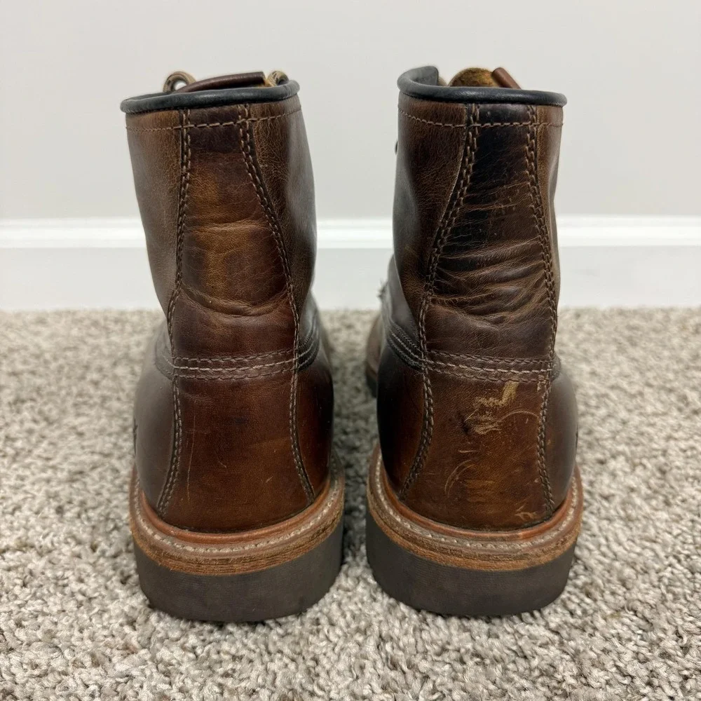 Frye Dakota Boots Mens Size 10.5 Brown Leather Mid Lace Moc Toe Lug Sole